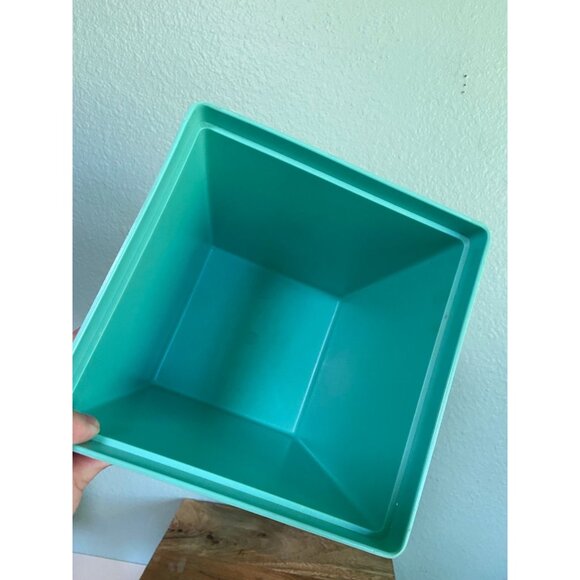 Vintage Teal Cream Cookies Container‎ with Lid - Picture 8 of 10